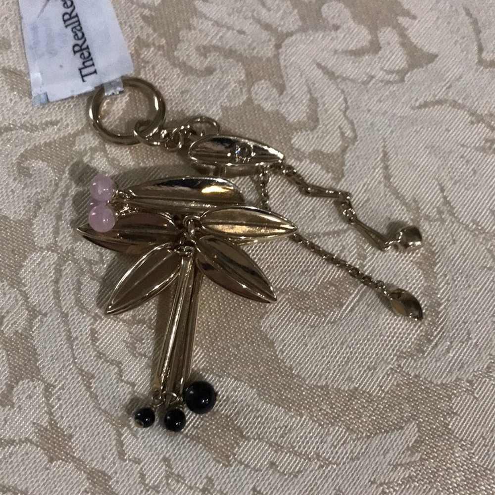 Large Christian Dior Crystal Pink & Black Stone Pendant - Picture 8 of 12